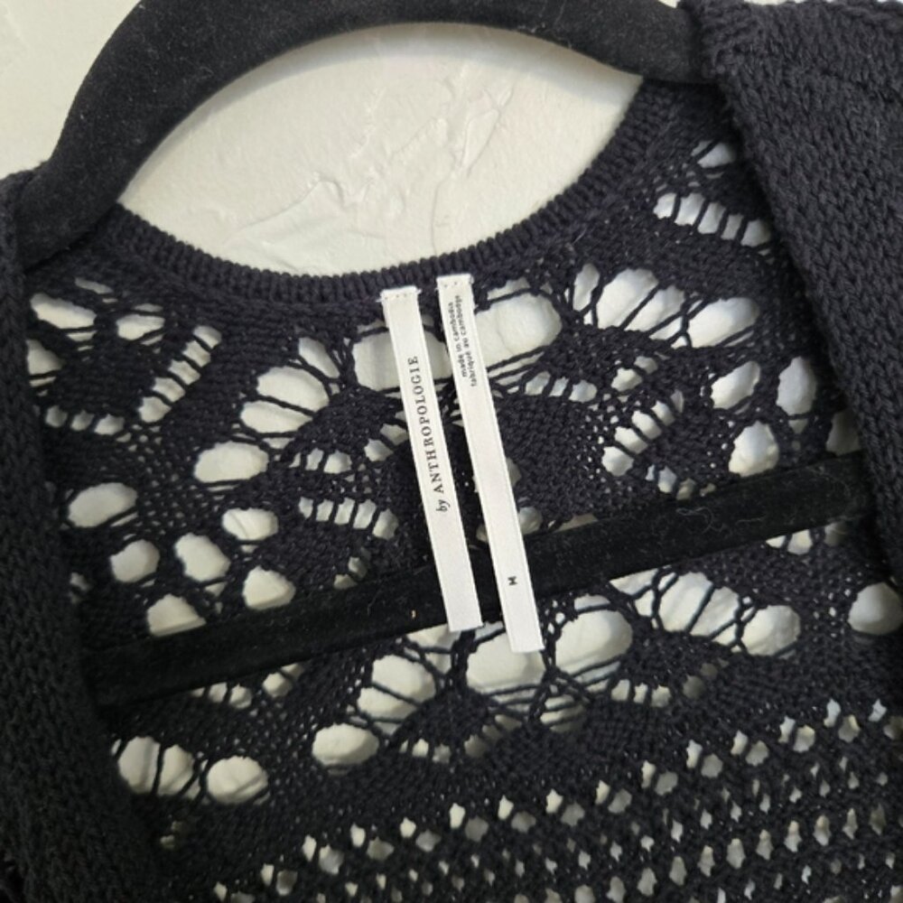 Anthropologie Crochet Duster Pointelle Cardigan Sweater, M - Picture 7 of 9